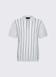 Polo a righe uomo celeste-bianco