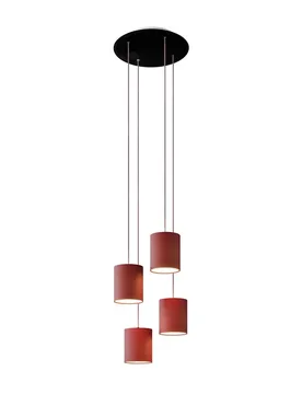 Cables Suspension Luminaire Round Rose-one Xxl Cylinder 4 Falls With Bulbs Bordeaux One Size - Creative - FashionsVida
