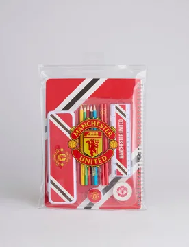 Manchester United Core Stripe A4 Stationery Set 13 Piece Red - FOCO - FashionsVida