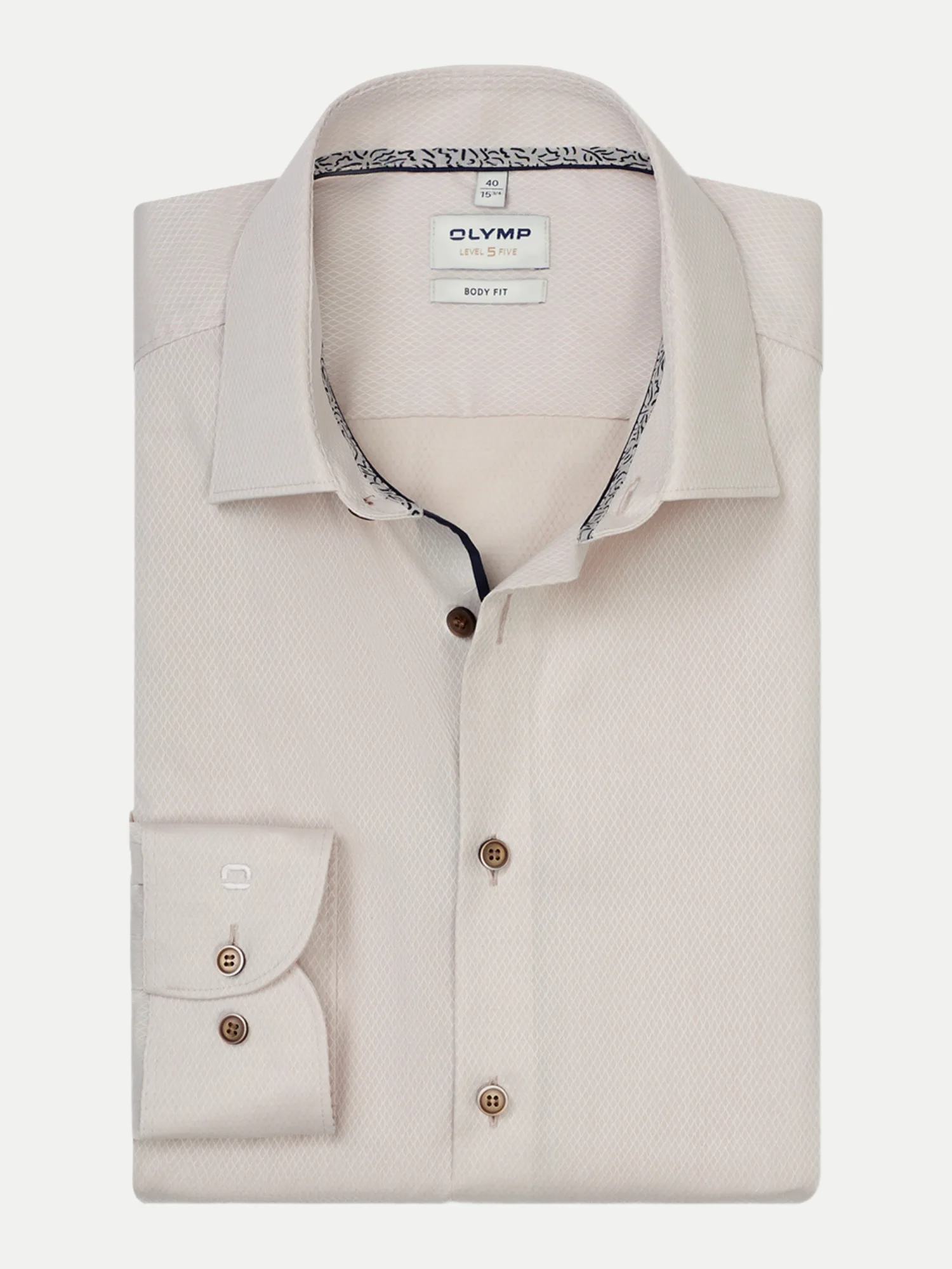 Body-Fit Hemd Level 5 Beige 40 - Olymp - FashionsVida