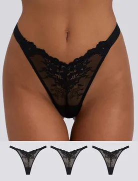 Pack Fran Lace Thongs Black female - Boux Avenue - FashionsVida