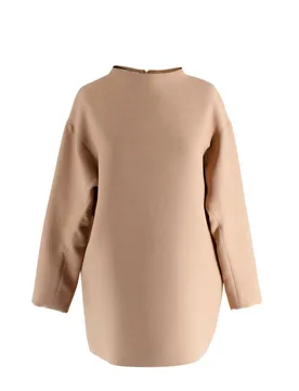 Valentino Wool Mock Neck Long Sleeve Camel Brown Top and Trouser Set - Valentino Garavani - FashionsVida
