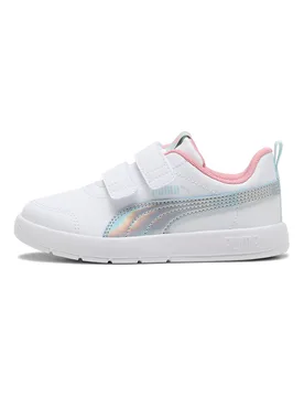 Sneakers bianche con dettagli azzurri e rosa doppio strappo Courtflex V3 Space Belle V PS 33 - Puma - FashionsVida