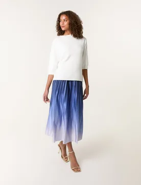 Gradient Colour Pleated Skirt - S/M / NAVY - female - Blue Vanilla - FashionsVida