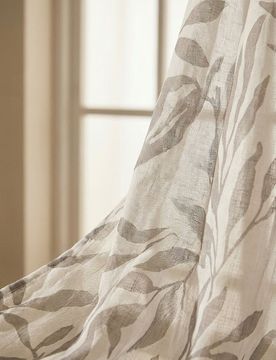 Tenda semitrasparente con motivo vegetale - beige