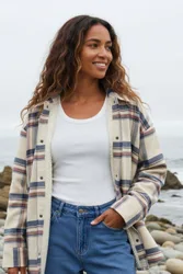 Women's Sherpa Lined Flannel Jacket - - Size: 10