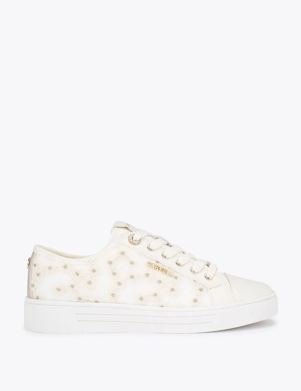 Mesh Floral Lace Up Trainers White female - Carvela - FashionsVida