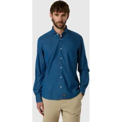 Camisa de hombre twill denim con cuello italiano