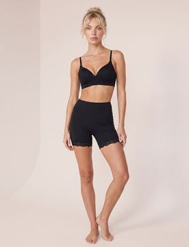 Shorts in viscosa con pizzo - nero