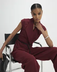 Womens Waistcoat Red Sleeveless Belted - Purple - Size X-Small