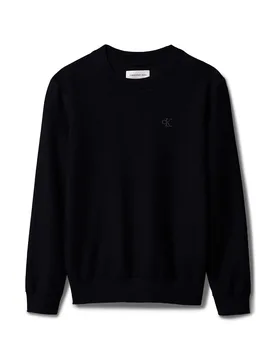 Maglia nera in cotone tricot con mini logo - Calvin Klein - FashionsVida