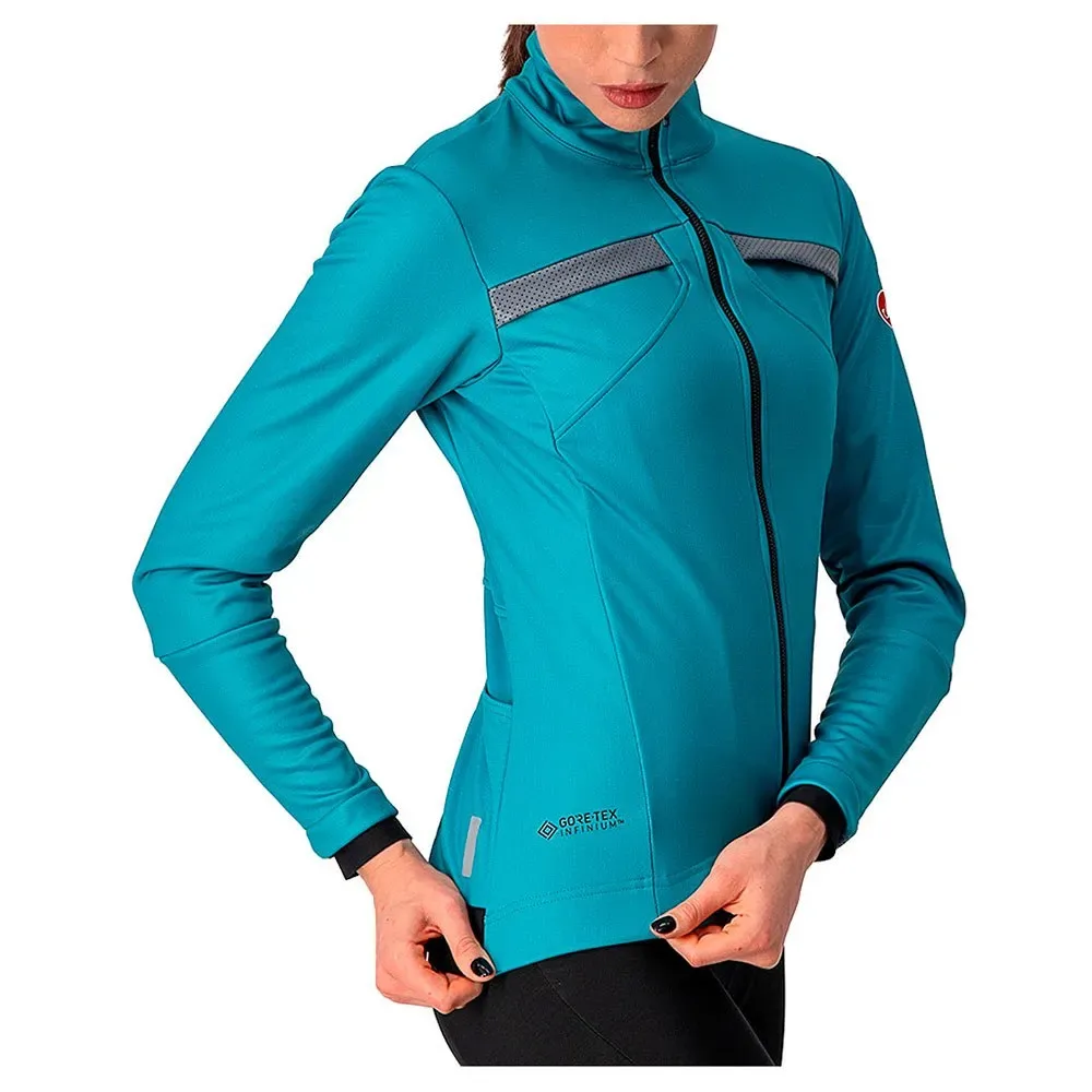 Giacca Dinamica Gore-tex Infinium™ Windstopper® Teal Blue / Silver Reflex - Castelli - FashionsVida