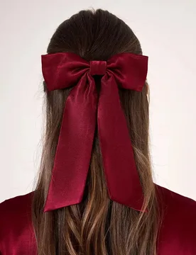 Hair Bow in Satin - Chianti Satin - Rewritten - FashionsVida