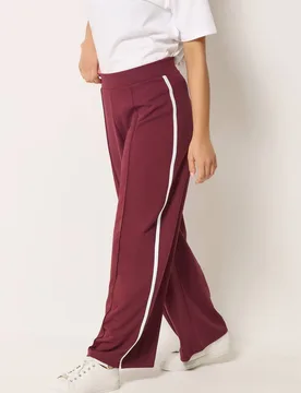 Women's Petite Pintuck Side Stripe Trousers in Dark Red Size: 16 - Dark Red - Size: 16 - M&Co - FashionsVida