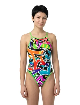 Graffiti Swimsuit Multicoloured 3XL Women - TURBO - FashionsVida
