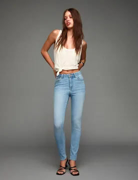 Jean Skinny Soft Taille Haute 38 Bleu Clair - Bershka - FashionsVida