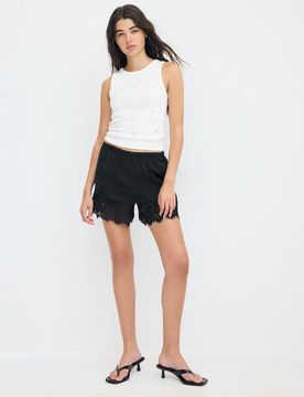 Shorts im Dessous-Look in Satinoptik Schwarz S