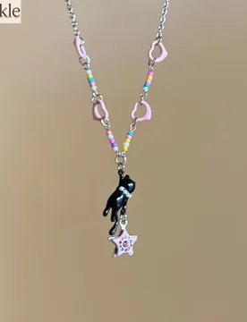 Y2K Black Cat Holding Pink Star Necklace for Women Sweet Cute Versatile Daily Accessory Perfect Jewelry Gift for Fashion Lovers - Aliexpress - FashionsVida