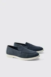 Herren Kunstwildleder-Loafer Navy Größe 46