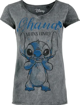 Disney T-Shirt - Ohana - S bis 4XL - für Damen - Größe 3XL - hellgrau - EMP exklusives Merchandise! - Frauen - female - Lilo & Stitch - FashionsVida