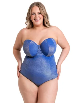 Womens Cs037600 Sapphire Seas Multiway Bandeau Swimsuit - - Blue Elastane - Size 30g - Curvy Kate - FashionsVida