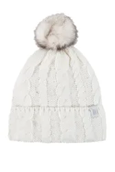 Pack Cream Heat Weaver Cable Knit Pom Pom Hat Ladies One Size - - Cream - Size: One Size