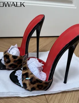 New Summer 14/16cm Ultra High Heels Women Leopard Slingback Mules Stiletto Sandals Open Toe Slippers for Pole Dancing Party Club - Aliexpress - FashionsVida