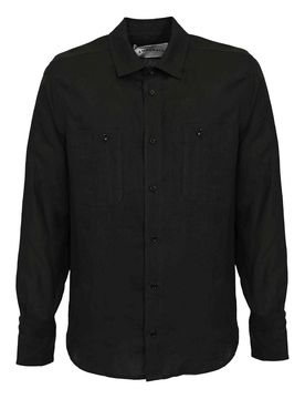 Amaranto Camicia Effetto Lino Nero