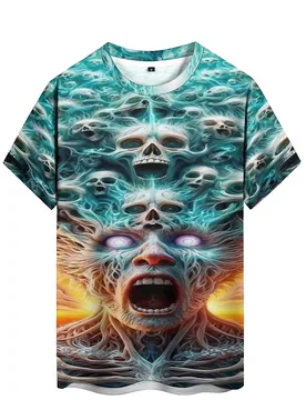 Hawaiian Style Gothic Style Men's 3D Printed Short-Sleeve T-Shirt - Loose Fit Casual Top - Aliexpress - FashionsVida