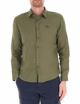 Camicia in lino VERDE MILITARE M - Aeronautica Militare - FashionsVida