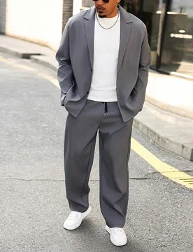 Conjunto de chaqueta y pantalones casuales versátiles para hombres de talla grande - Shein - FashionsVida