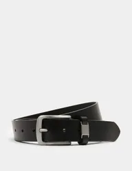 Leather Textured Buckle Belt Black male