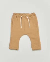 Pantaloni cammello in cotone con coulisse