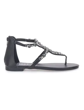 Sandali Gioiello Neri A Infradito con Zip Posteriore PREA482 38 - THE FIRST CHIC - FashionsVida