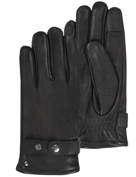 Gants cuir Noir patte de resserrage noir 8.5 - Isotoner - FashionsVida