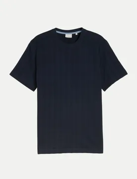 Strukturiertes T-Shirt Blau M - Tom Tailor Casual - FashionsVida