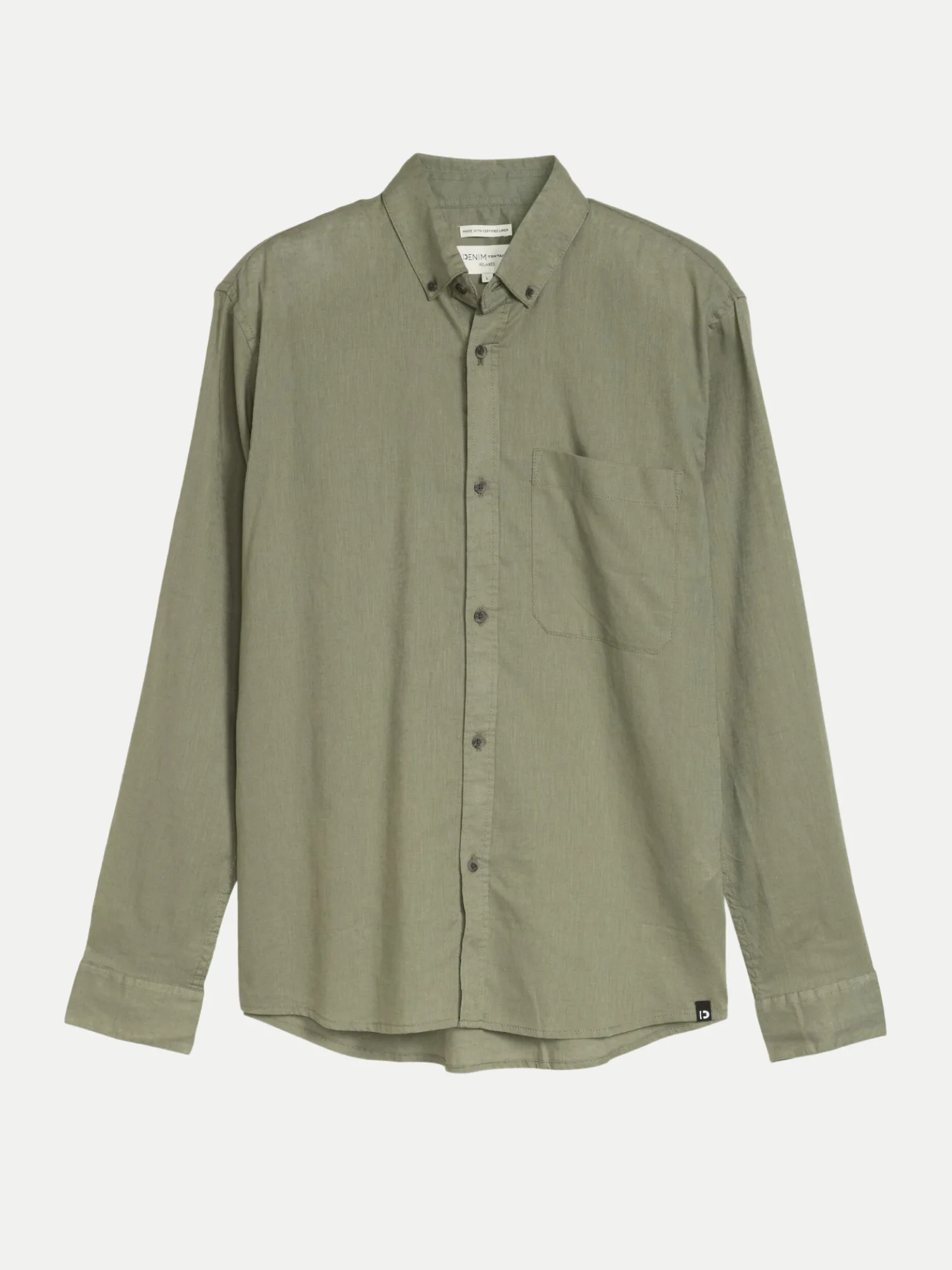 Leinenhemd mit Langarm Grün M - Tom Tailor Denim - FashionsVida