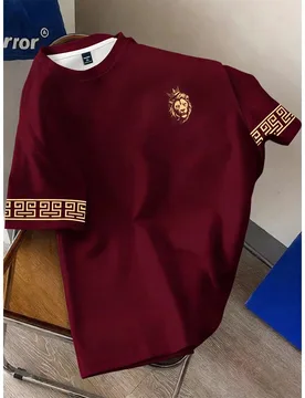 Camiseta de manga corta con estampado de león feroz para hombres de talla grande, camiseta casual, minimalista y versátil, gran regalo para novio o - Shein - FashionsVida