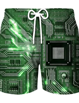 D Printing Electronic Chip Short Pants Men Summer Beach Shorts Cool Street Circuit Board Graphic Swimsuit Gym Surf Swim Trunks - Aliexpress - FashionsVida