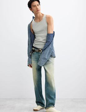 Jean uni, , Coton, Bleu, 28