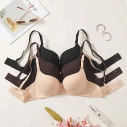 Conjunto de 3 piezas de ropa interior cómoda para dormir para mujer, sujetador y bragas, sujetador con aros de copa suave de algodón liso multicolor