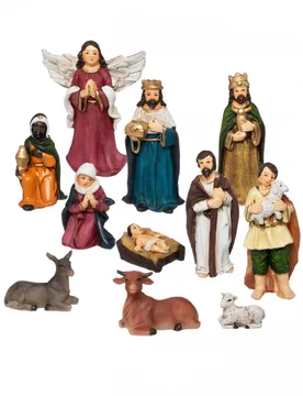 Krippenspiel Figuren-Set aus Harz 11-teilig bunt 7,5 cm - JJA - FashionsVida