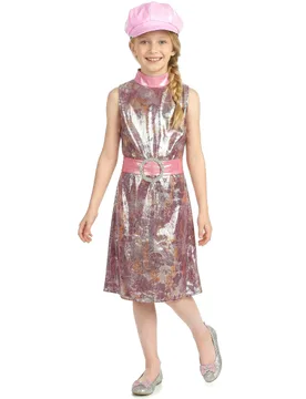 Er-Jahre Mädchenkostüm Disco-Kleid rosa-silber-gold - KARNEVAL-MEGASTORE - FashionsVida