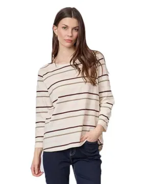 T-shirt à Manches 3/4 Croco Rose Stripe S