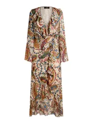 Vestiti casual donna - women's maxi wrap dress with flounces - multicolore