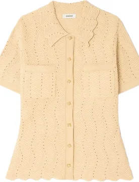 Cárdigan de punto de mujer con strass y cuello de camisa - sandro - FashionsVida