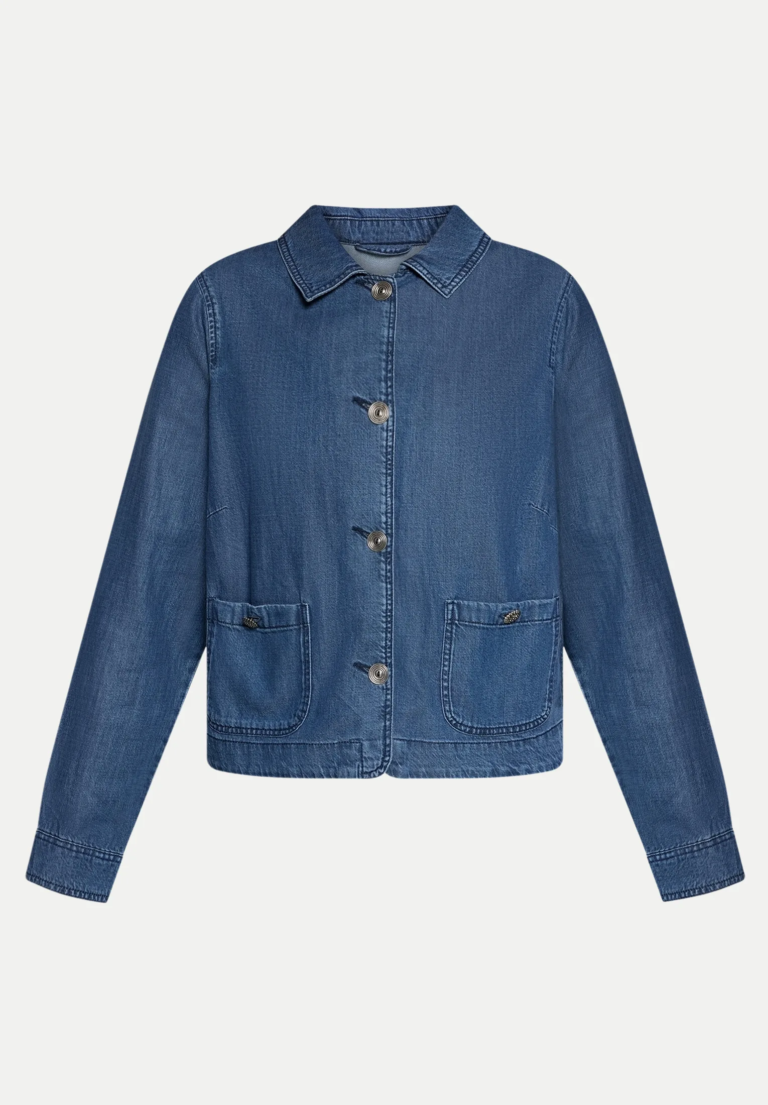 Jeansjacke mit aufgesetzten Taschen Blau 38 - Cartoon - FashionsVida
