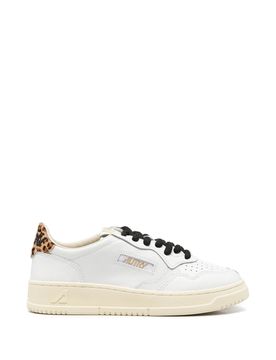 Women's Elevated Leather Sneakers with Perforated Toe Design