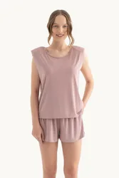 Womens Round Neck Raw Edge Sleeveless Tank Top - Pink - Size X-Small