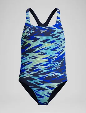 Hyperboom Print Medallist Swimsuit (4-16 Yrs) Blue Mix Female - Speedo - FashionsVida